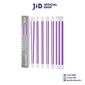 SLEEVED CABLE (สายถัก) EZDIY-FAB 16AWG PSU CABLE EXTENSION 6 CABLES (WHITE/PURPLE) (EZDPR036-3)