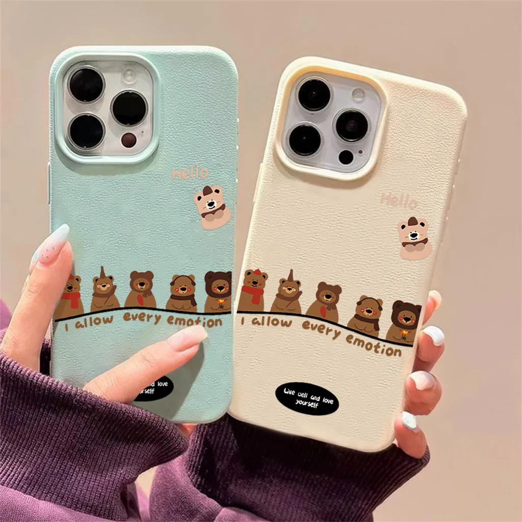 เคสไอโฟน สำหรับ iPhone 15 11 16 14 12 13 Pro Max 14 15 16 Plus X XR XS Max สัตว์ ลายหนัง กันกระแทก การป้องกันเลนส์