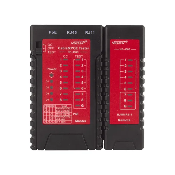 Noyafa NF-468 Network Cable Tester RJ45 RJ11  CAT5 Wire Tracker black & red