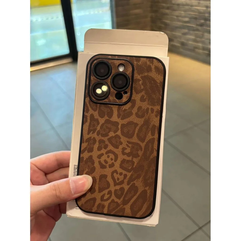 เคสโทรศัพท์หนังพิมพ์ลายเสือดาวหรูหรา iPhone16 pro max 15 14 13 12 11pro
