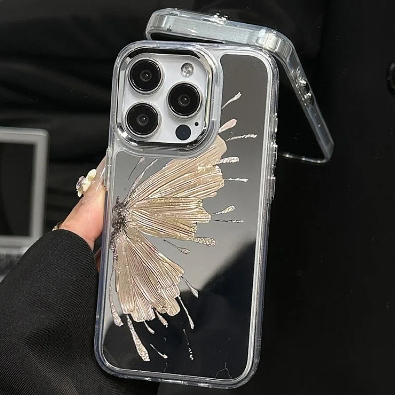 ❤️จัดส่งทันที❤️เคสไอโฟน11/12/13/14/15 Pro max Golden butterfly Mirror Case For iPhone 11