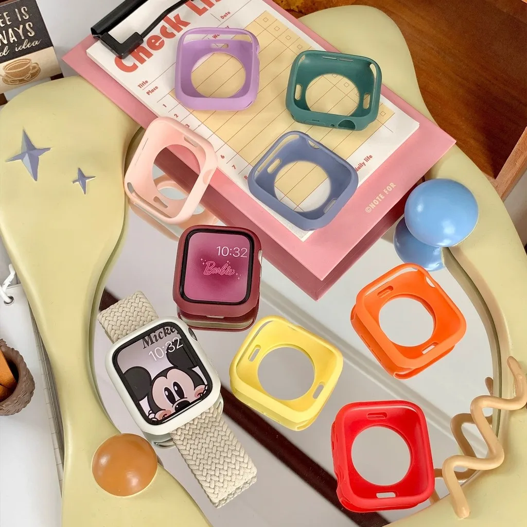 Soft Candy Silicone Shell เหมาะสําหรับ Apple Watch Series S10 10 สําหรับ iWatch ขนาด 42 มม.46 มม.กล่องอุปกรณ์เสริมสมาร์ทวอทช์
