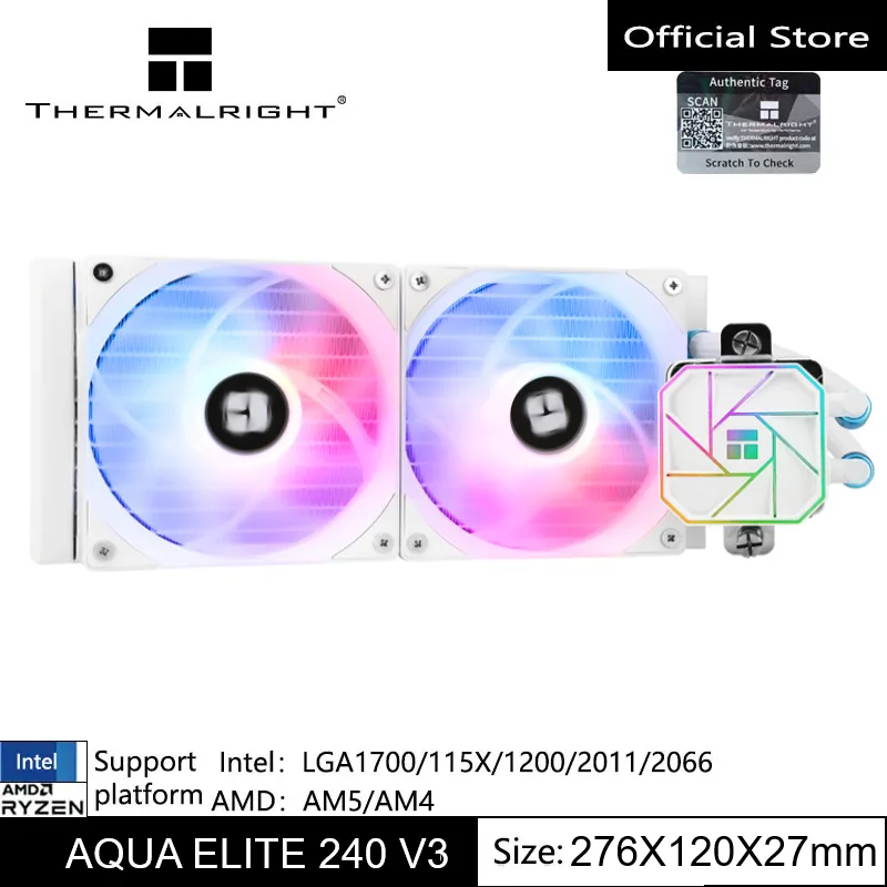 Thermalright 240/360 Water Cooling CPU Cooler สีขาวคู่ PWM ARGB พัดลมพร้อมแบริ่ง S-FDB