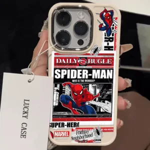 แท็กภาษาอังกฤษ Spider Man เคสโทรศัพท์สําหรับ IPhone 7 8 8Plus 11 12 13 14 15 Pro Max X XS XR SE 2020 ซิลิโคนอ่อนนุ่มกรอบโลหะเคสโทรศัพท์
