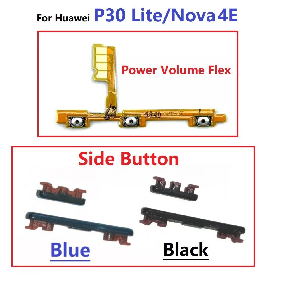 E1wb & สําหรับ Huawei P30 Lite เปิด/ปิดปุ่มสวิทช์ด้านข้าง Volume Up Down ปุ่ม Flex สายสําหรับ Nova 4E &
