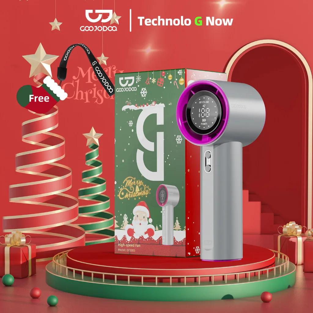 GOOJODOQ Christmas พัดลมพกพา พัดลมมือถือ ความเร็วสูง ทํางานเงียบ ปรับความเร็วได้