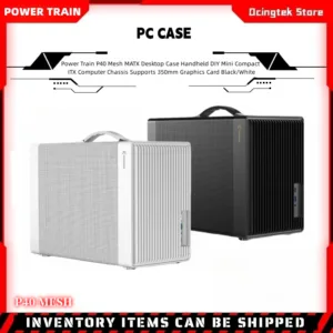 Power Train P40 ตาข่าย MATX เดสก์ท็อปกรณีมือถือ DIY Mini Compact ITX แชสซีคอมพิวเตอร์รองรับ 350 มม.กราฟิกการ์ดสีดํา/สีขาว