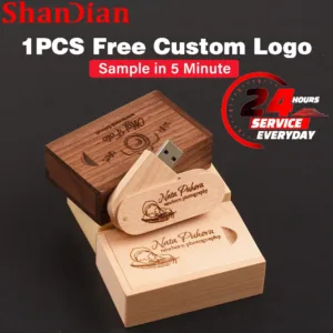 Shandian ฟรีลูกค้าโลโก้ไม้ USB แฟลชไดรฟ์ + กล่องหรือไม่มีกล่องไดรฟ์ปากกา U Disk Memory Thumb Sticks 8GB