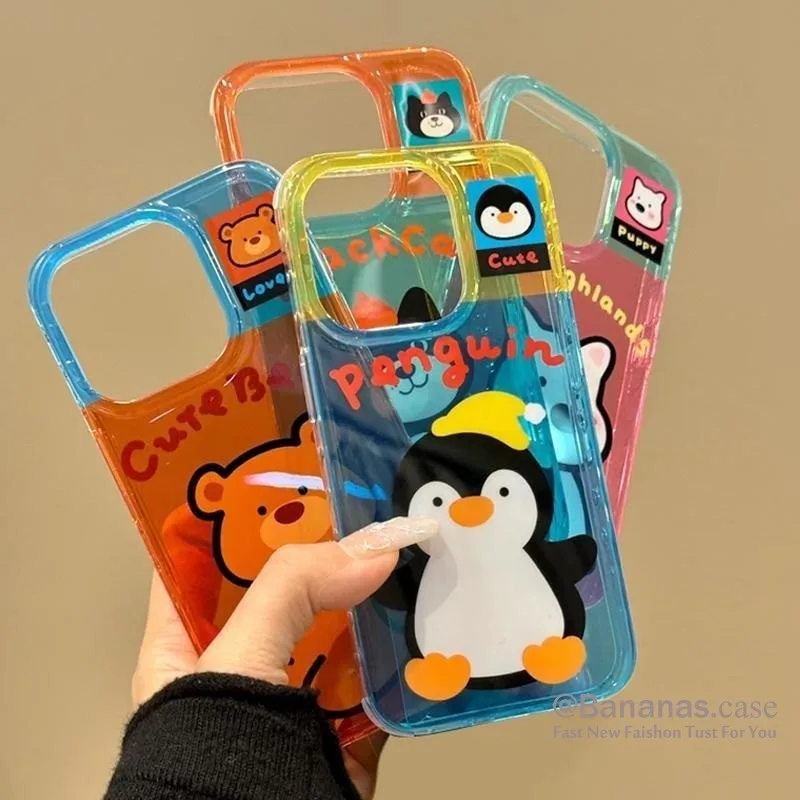 Iphone 16 15 14 13 12 11 Pro Max X Xr Xs Max 7 8 Plus SE2020 เคสโทรศัพท์การ์ตูนน่ารักเพนกวินใสนุ่มปกหลัง