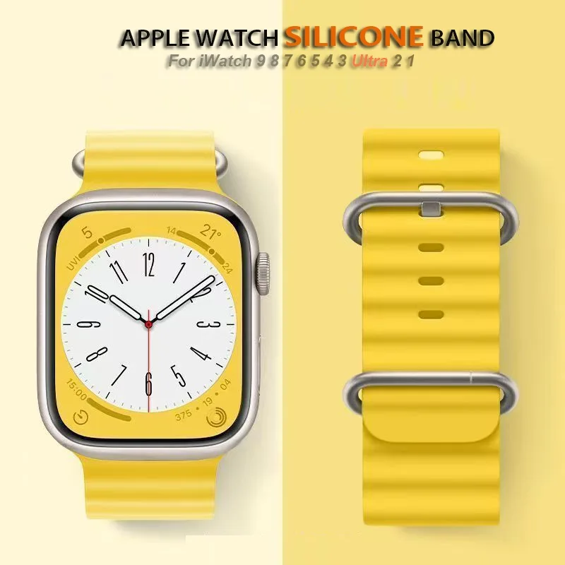 สายนาฬิกาข้อมือซิลิโคนสําหรับ iSmart Watch Band 10 9 7 3 Ultra 2 49 มม.SE สายกีฬาสําหรับ iWatch อุปกรณ์เสริม 46 มม.44 38 42 40 41 45 มม.