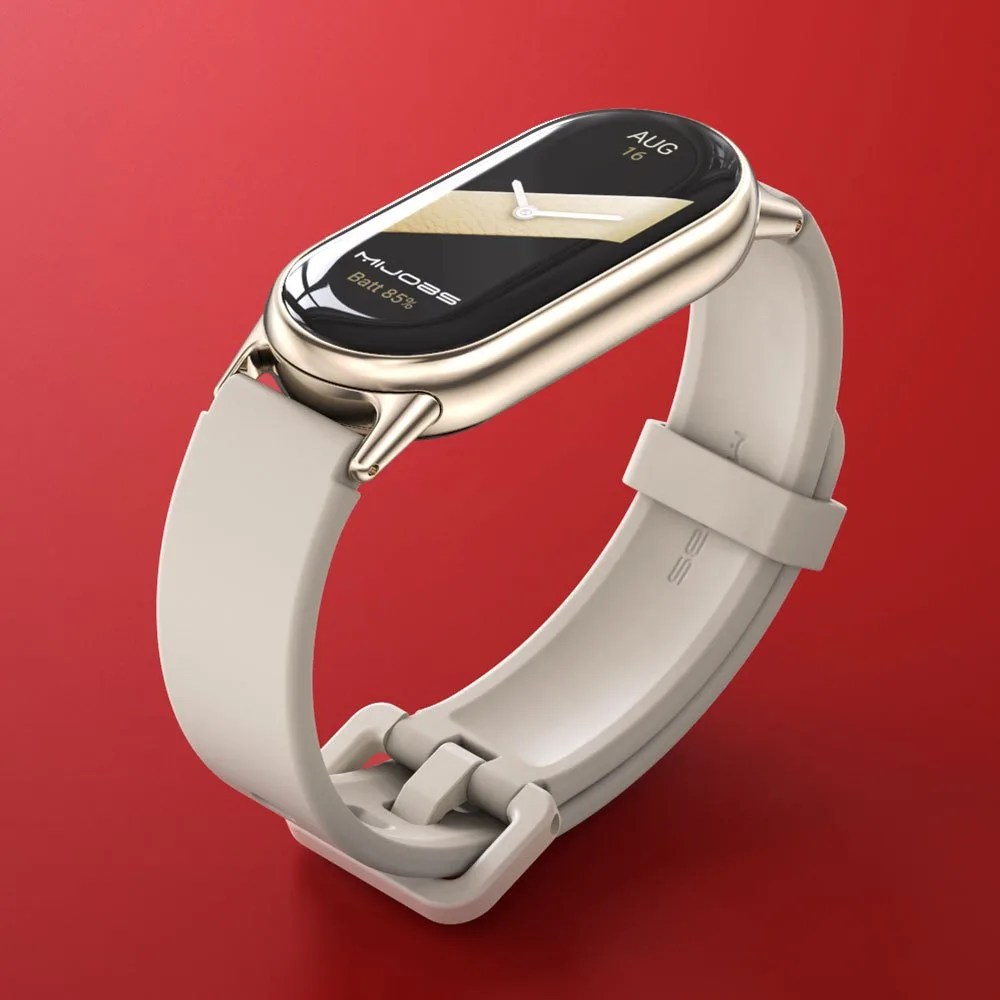 Mijobs สายซิลิโคนสําหรับ Mi Band 9 8 ผู้ชายผู้หญิงโลหะ Connetor สําหรับ Xiaomi Smart Band 8 NFC รุ่น Global Version เปลี่ยนอุปกรณ์เสริม Watchband