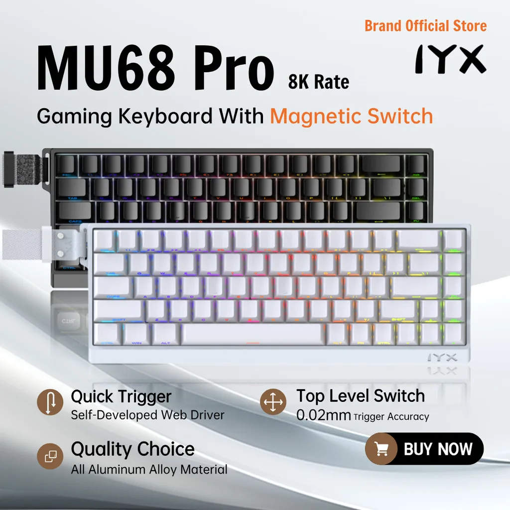 Iyx MU68 PRO สวิทช์แม่เหล็กคีย์บอร์ดเกมอลูมิเนียม 8000Hz Quick Trigger คีย์บอร์ด Hot Swap SOCD/RS Varolant