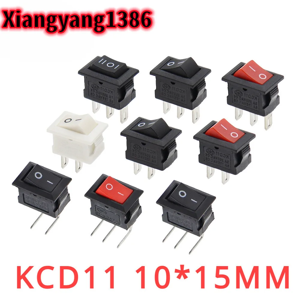 Kcd11 สวิทช์ 10*15 มม.มินิปุ่มสวิทช์ ON-OFF/ON-OFF-ON 2 ขา/3 ขา 3A 250VAC/6A 125VAC 10x15mm Rocker Switch
