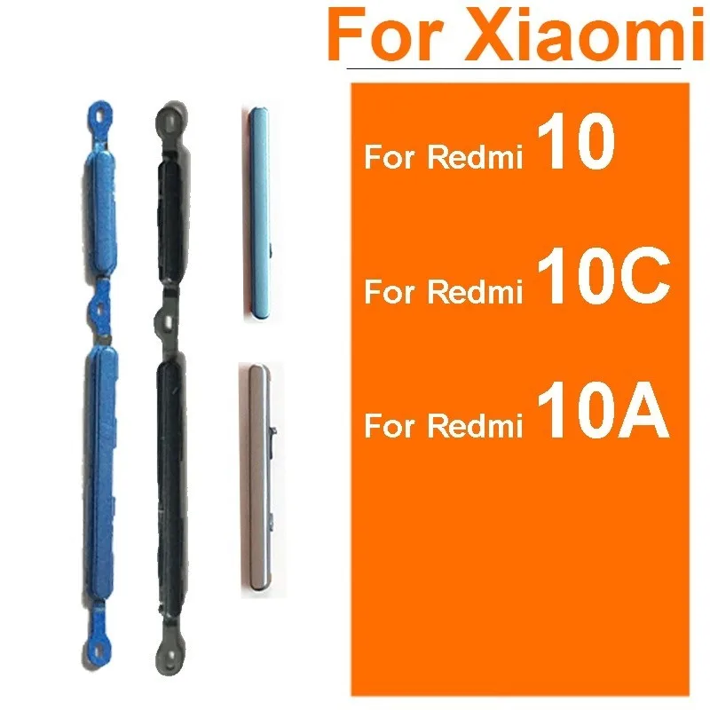 สําหรับ Xiaomi Redmi 10 10A 10C ปุ่มด้านข้างปรับระดับเสียงบนปุ่มปิดปุ่มควบคุม Volume Up Down Control ด้านข้างอะไหล่ซ่อม