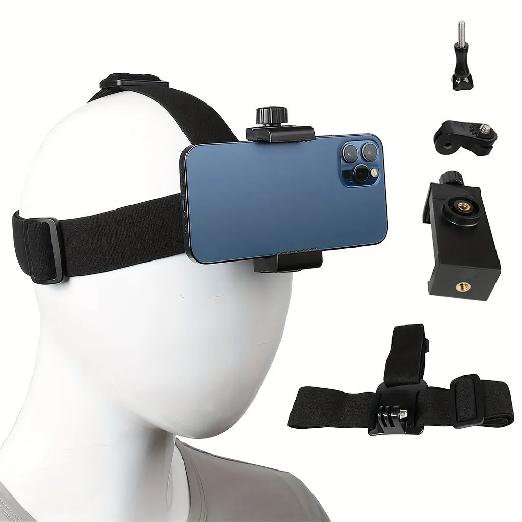 Head-mounted สมาร์ทโฟน First-Person View Video Outdoor Live Bracket สําหรับ GoPro 10 9 8 7 6 5 4 DJI Action 2 สําหรับ IPhone 13 Pro Max โทรศัพท์