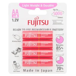 ถ่านชาร์จ ฟูจิ สีชมพู FJ-HR-3UTLA Fujitsu Ni-MH Rechargeable(4B) 1.2V/ 950mAh