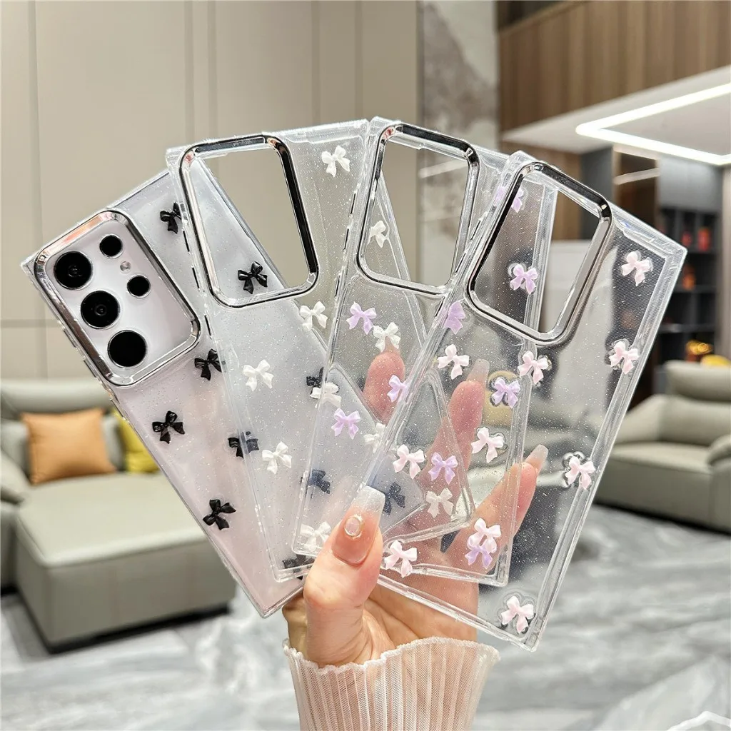 ความโปร่งใส สวยงาม โบว์ผูกไท ซองโทรศัพท์ Samsung Galaxy S24 FE S24 Ultra S24 Plus S24 S23 Ultra S23 Plus S23 S22Ultra S22Plus S22 A13 A14 A15 A25 A35 A55 A16 5G Case เคสโทรศัพท์ใหม่ TPU ป้องกันการตก เคสมือถือซัมซุง