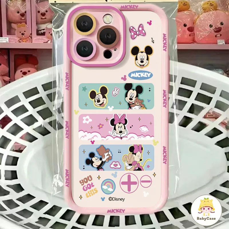 เคสไอโฟน 11 สำหรับ iPhone 16 15 11 13 14 12 Pro Max 16 7 8 15 14 6 6S Plus XR X XS Max ตลกการ์ตูนน่ารักมิกกี้เมาส์นิ่ม