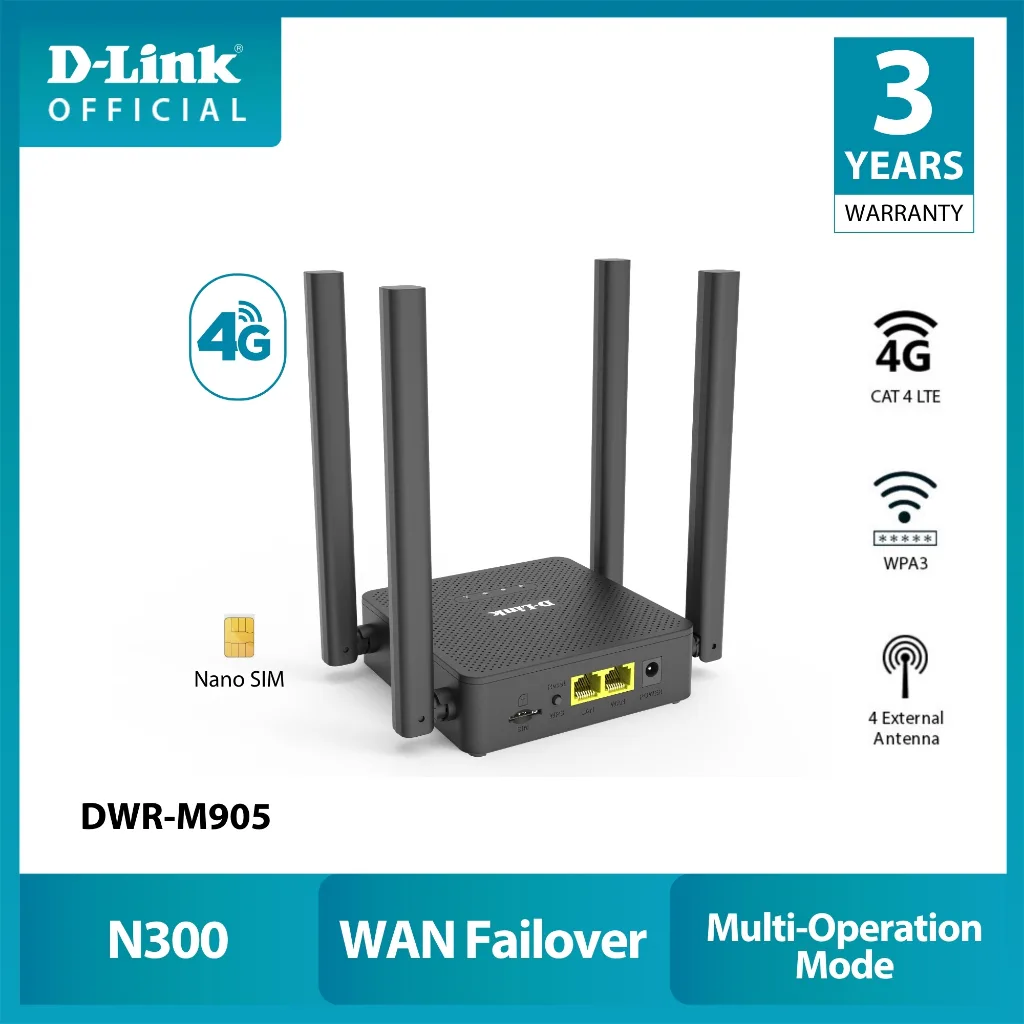 D-Link DWR-M905 4G LTE เราท์เตอร์ใส่ซิม ไม่ต้องติดตั้ง