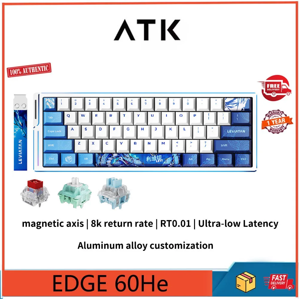 Atk Lev Edge 60He คีย์บอร์ดเชิงกลแกนแม่เหล็กอลูมิเนียมอัลลอยด์ อัตราคืน 8k RT0.01MM