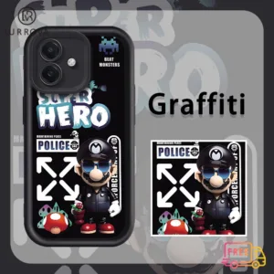 กรณี OPPO Reno12 F 5G Reno 12 5G Reno12 Pro 5G Reno 11 5G Reno 11 Pro 5G Reno 10 5G Reno 10 Pro 5G Reno 8T 5G Reno 8T 4G Reno 8Z 5G Reno 7Z 5G Reno7 Reno8 Reno4 C51 Reno5 realme C65 C55 C53หมายเหตุ50หมายเหตุ60 Cool สีดำและสีฟ้าซิลิโคนกันกระแทกลายมาริโอ