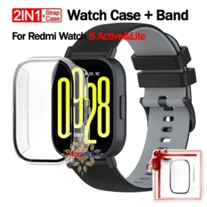 [เคส Pc ฟรี] สายซิลิโคนแบบสปอร์ตสําหรับ Redmi Watch 5 Active & lite Full Screen Protector Cover Shell สําหรับ Xiaomi Redmi Watch 5 Active lite ฟิล์มป้องกันนุ่มอุปกรณ์เสริม