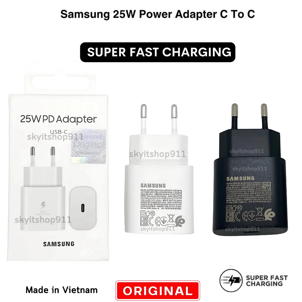 หัวชาร์จเร็ว samsung แท้ 25W PD  type c superfast charging  รองรับการชาร์จเร็ว original 100% a A05s A05 A33 A34 A53 A54