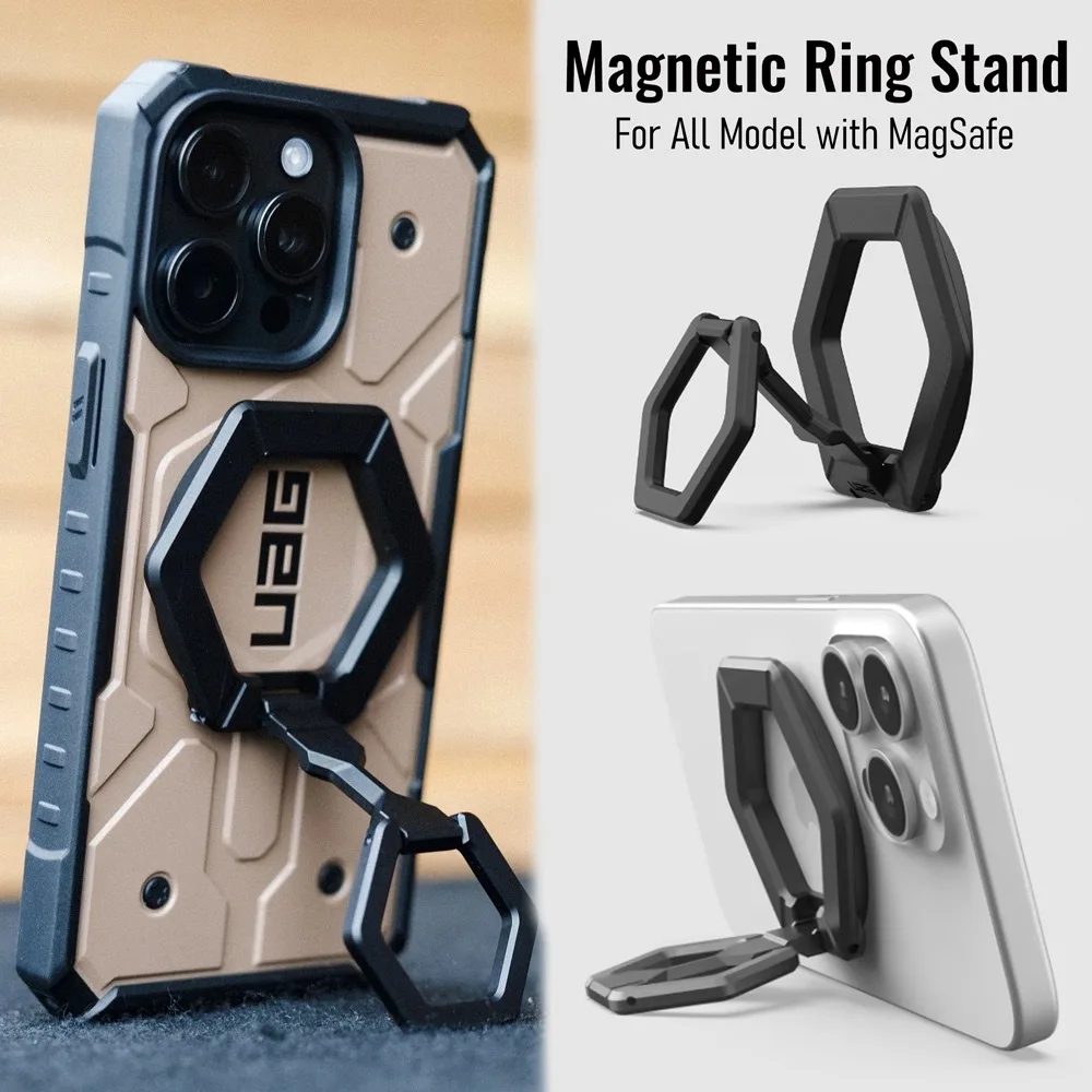 Uag ขาตั้งแหวนแม่เหล็กสําหรับ iPhone 16/15/14/13 Pro Max แหวนโลหะแบบถอดได้ Grip & 360 หมุนขาตั้งแบบปรับได้สําหรับ Samsun