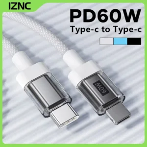 iZNC PD60W สายชาร์จเร็ว สายชาร์จ usbc to typec รองรับอุปกรณ์ typec ทั้งหมด ชาร์จไว สายชาต