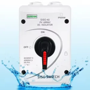 SISO-40 DC Isolator Switch 4P 1000V Switch Disconnect สวิตซ์ตัดต่อ /  สวิทซ์ตัดตอน  พร้อมกล่องกันน้ำ IP66 SUNTREE