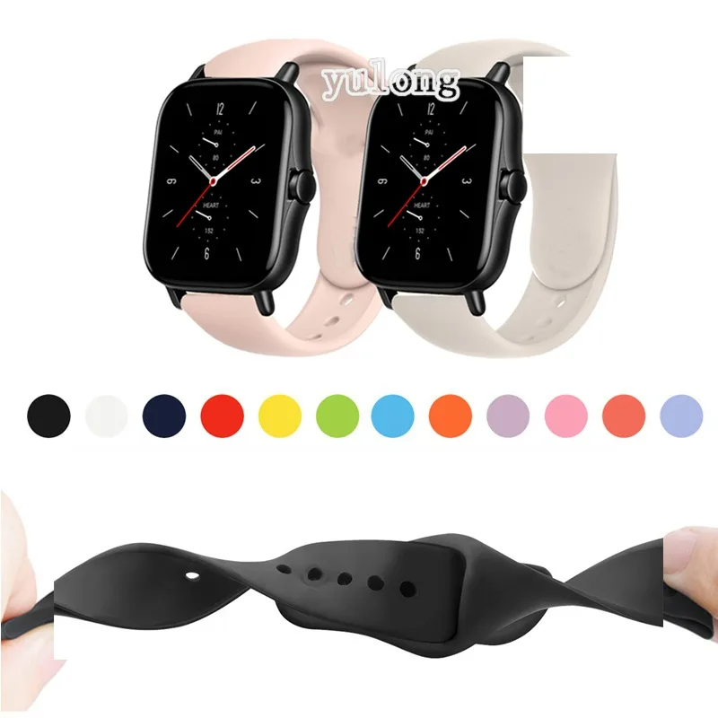 สายนาฬิกาข้อมือซิลิโคน 20 มม.Huami Amazfit GTS2 GTS4 mini GTS3 GTS2e Neo Bip S U Pro GTS 2 3 4 2e สีแคนดี้ สําหรับ