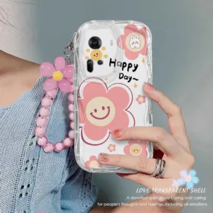 เคส OPPO Reno11 RENO 11 5G เคสโทรศัพท์แบบใส ดอกไม้ เชือกห้อยลูกปัด เคสโทรศัพท์กันกระแทกแบบใส