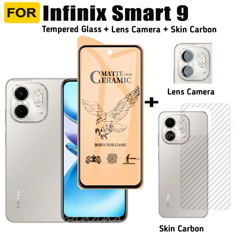 สําหรับ infinix Smart9 เซรามิค Frosted Soft Film infinix Smart 9 Smart 8 Plus 8 Pro 8HD ป้องกันหน้าจอ 3 in 1 กล้องเลนส์ป้องกัน