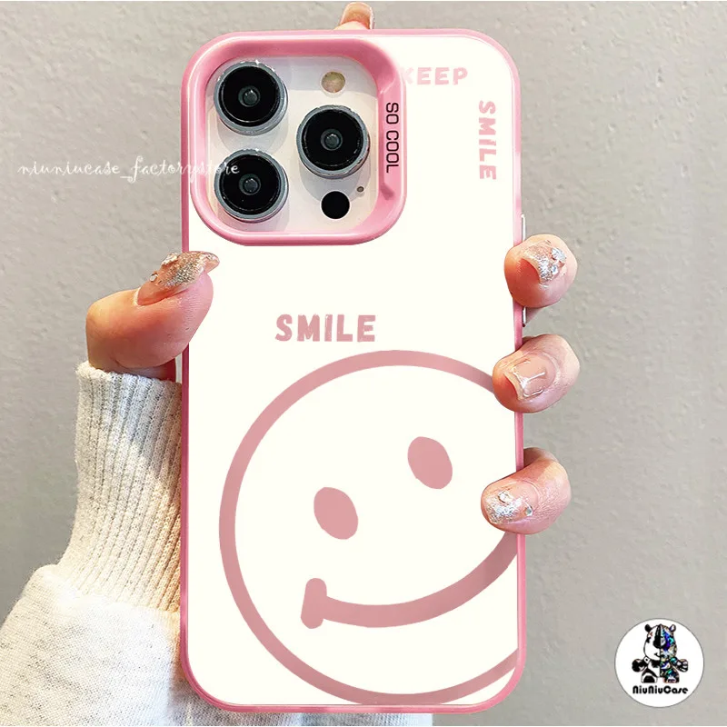 รูปแบบหน้ายิ้ม เคสไอโฟน11 13 16 ซิลิโคนนุ่มเคสโทรศัพท์ For IPhone 11 12 13 16 7Plus 14 15 Pro MAX 8P X XR XS เคสมือถือ