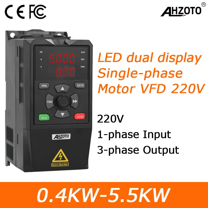 220v VFD 0.4KW-5.5KW อินพุต 1ph 220V เอาต์พุต 3ph 220V มอเตอร์ควบคุมความเร็วความถี่ไดรฟ์อินเวอร์เตอร์