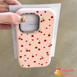 แฟชั่นสดเต็มหน้าจอเชอร์รี่เล็ก ๆ น้อย ๆ เคสiPhone 13 15 11 12 14 Pro Max XR 7Plus 8 7 14 15 Plus X XS Max SE 2020