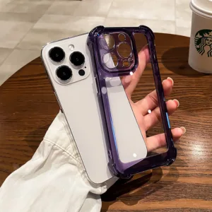 [TPU+PC] Acrylic เคสใสสำหรับ iPhone รุ่นใหม่ เคสกันกระแทก for iPhone 16 11 12 13 14 15 Pro Max 7 8 Plus X XS XR Max SE