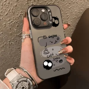 โลหะชุบโลหะด้วยไฟฟ้า ไอโฟนกราฟฟิตีตุ๊กตาfor 11 iPhone 12 13 14 15Pro MAX X XS XR 7 8Plus เคสโทรศัพท์