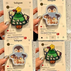 แฟชั่นน่ารัก Quicksand Christmas Tree Bracket โทรศัพท์ Grip Tok Griptok ผู้ถือแหวนสําหรับ iPhone 16 15 ขาตั้งโทรศัพท์สนับสนุนผู้ถือสาวของขวัญ