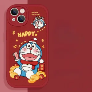 เงินรักฉันโดราเอมอนเคสโทรศัพท์สําหรับiphone 16/15/13/12/11/14/PLUS/Pro MaxมือถือLambskinซิลิโคนเปลือกนุ่มกันน้ํากันกระแทกDrop-Proofป้องกันลายนิ้วมือป้องกันกรณี