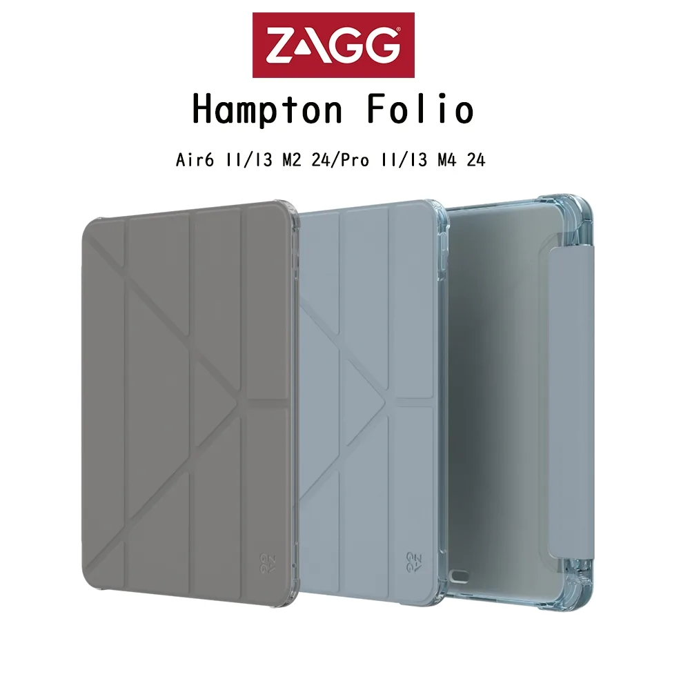 Zagg Hampton Folio เคสฝาพับแบบY-Foldกันกระแทกเกรดพรีเมี่ยม เคสสำหรับ iPad Air6 11/13 M2 24/Pro 11/13 M4 24