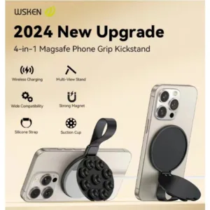 ใหม่ปี 2024 ที่จับและขาตั้งโทรศัพท์ Magsafe 4in1 แรงดูดสูง ติดแน่นบนกระจกและพื้นผิวเรียบ มาพร้อมสายดึง ถอดออกได้สำหรับ