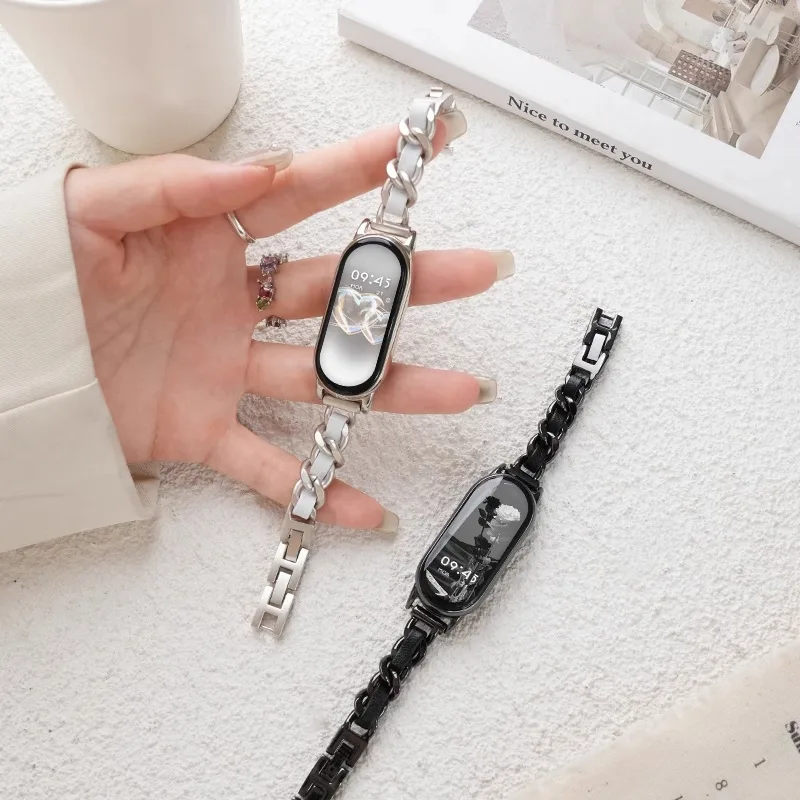 สําหรับ Xiaomi Mi Band 8 9 NFC สายโลหะสําหรับ Mi Band 8 9 นุ่มกันน้ํากีฬาสมาร์ท Band