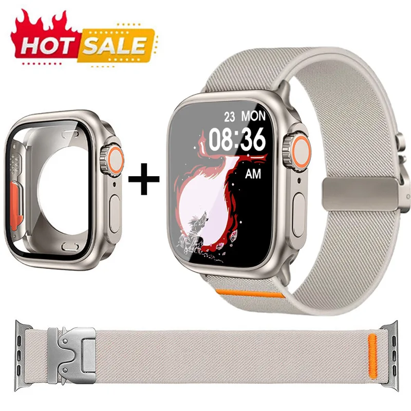 Upgrad to Ultra case + สายนาฬิกาทอไนลอนสําหรับ Apple Watch Series 10 46 มม. 42 มม. 40 มม. 41 มม. 44 มม. 45 มม. iWatch Ultra 10 9 8 7 se 6 5 4