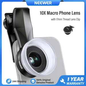 Neewer LS-28 PRO 10X เลนส์มาโครพร้อมคลิปเลนส์โทรศัพท์เกลียว 17 มม. & ดิฟฟิวเซอร์