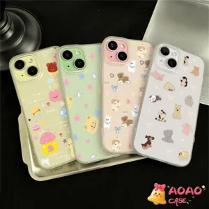 โบว์น่ารักรูปสัตว์นำโชคตัวน้อยน่ารัก เคสIPhone 11 13 15 14 12 Pro Max XR 7Plus 7 8 15 Plus X XS MAX SE 2020