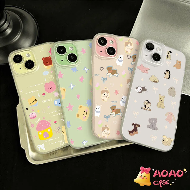 โบว์น่ารักรูปสัตว์นำโชคตัวน้อยน่ารัก เคสIPhone 11 13 15 14 12 Pro Max XR 7Plus 7 8 15 Plus X XS MAX SE 2020