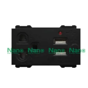 เต้ารับเดี่ยวมีกราวน์และม่านนิรภัย+USB 2.1A 5V 2 ช่อง( 1 ชิ้น/ 10 ชิ้นต่อกล่อง) NN-P603U NN-P603UB
