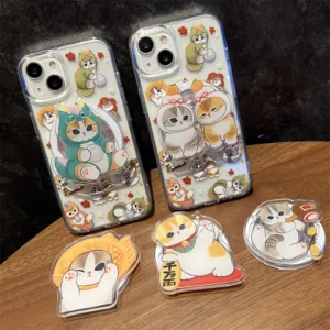 ปีใหม่ Lucky Mofusand Cat ขาตั้งแม่เหล็กยึดโทรศัพท์มือถือ Tok ขาตั้ง IPhone 16 Pro Max เคสโทรศัพท์ IPhone 11 14 Pro Max 15 12 13 Pro Max โทรศัพท์แม่เหล็ก