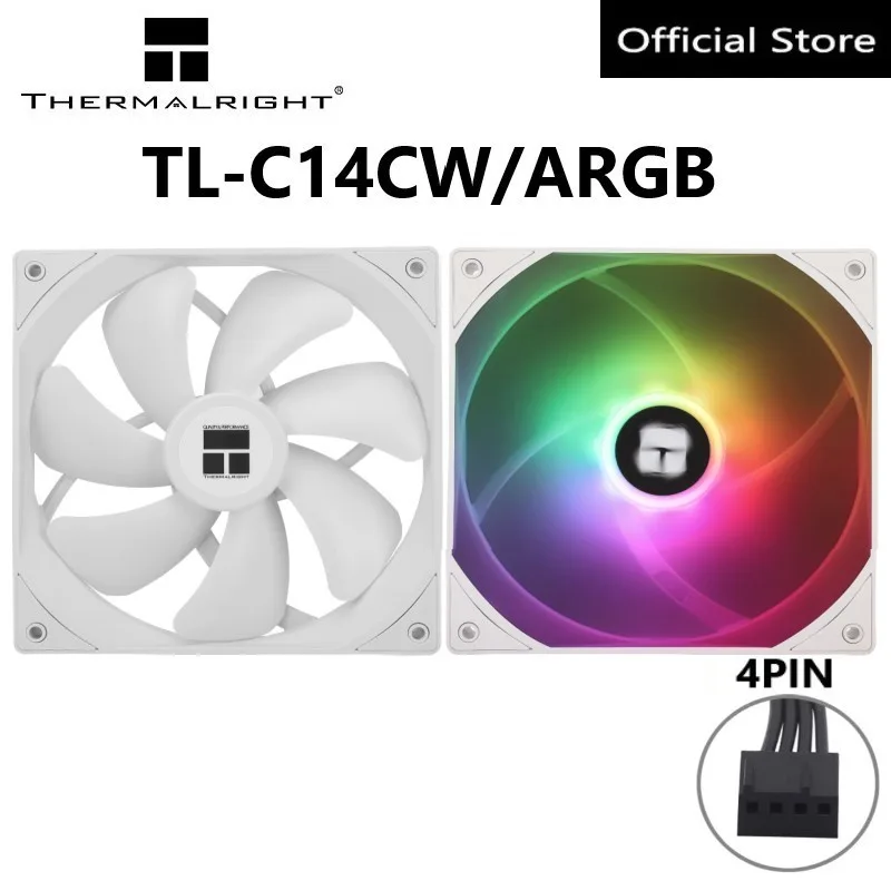 Thermalright TL-C14CW ARGB 140 มม.พัดลม Cooler พัดลม 1500RPM พัดลม CPU 4Pin PWM พัดลมคอมพิวเตอร์เงียบพร้อม S-FDB แบริ่งพัดลม PC พัดลมระบายความร้อน